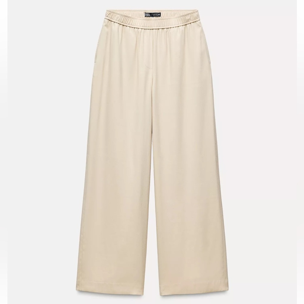 Zara Cream Wide-Leg Pants